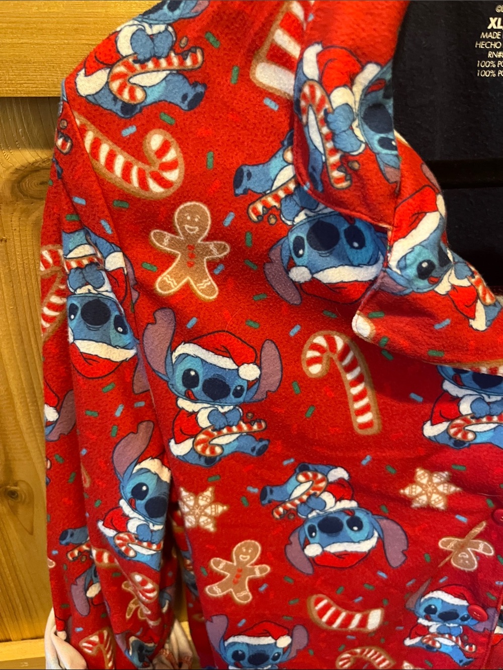Disney Red Holiday Stitch Button-Up Pajama Shirt - Picture 3 of 7